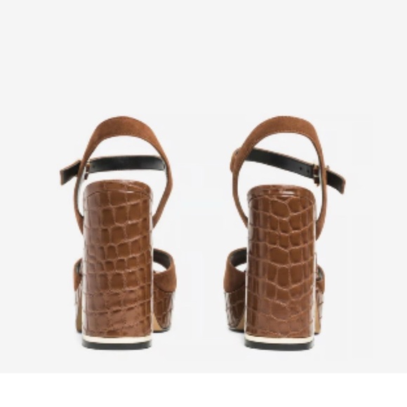 Kenneth Cole brown leather platform Dolly shoes sandals NEW ankle strap - Picture 4 of 9